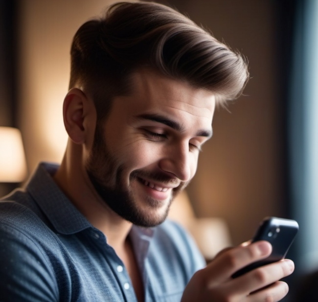 Un apostador feliz en su smartphone