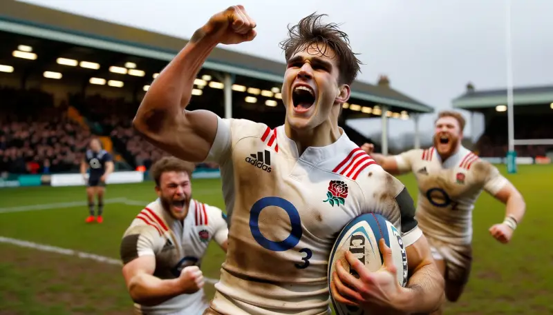 Un jugador de rugby que acaba de marcar un ensayo