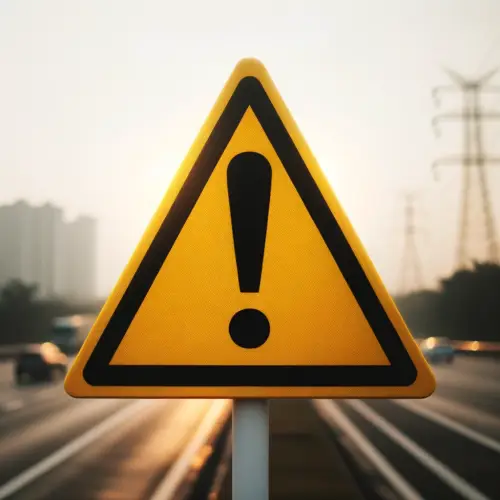 Una señal de tráfico triangular con un signo de exclamación