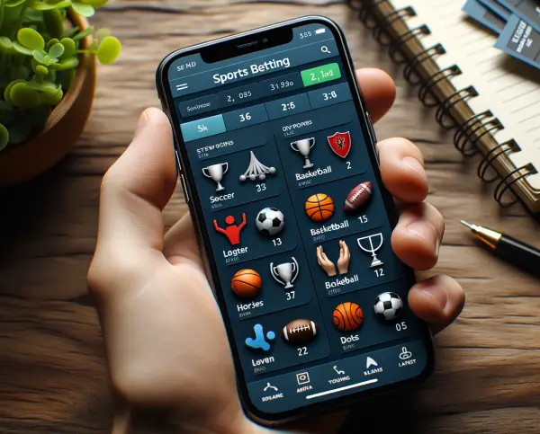 Una mano sosteniendo un Smartphone con un sitio de apuestas deportivas mostrado